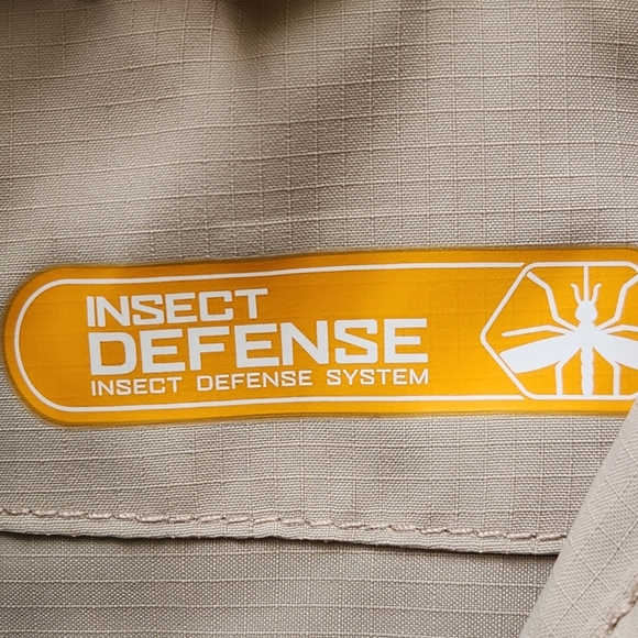 New Cabela's Shirt Men's Medium Beige Insect Defense UV Protection Caped Back - Picture 4 of 16